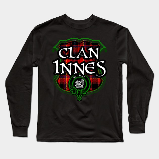 Clan Innes Surname Scottish Clan Tartan Crest Badge Long Sleeve T-Shirt by Celtic Folk